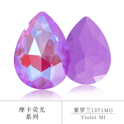 Factory direct sales waterdrop mocha fluorescent AB rhinestone DIY jewelry accessories pointed bottom diamond finished jewelry and diamond attachment materials