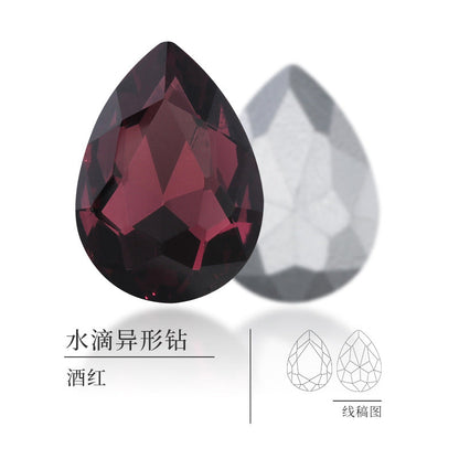 Drop Shape Diamond, Real Silver Plated Bottom Glass, Rhinestone Luggage, Hair Accessories, Accessories, Culet Drop Diamond