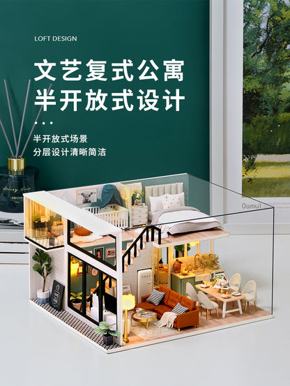 Smart Fun House New DIY Cottage Comfortable Life Wooden Handmade Building Model Villa Birthday Gift Female