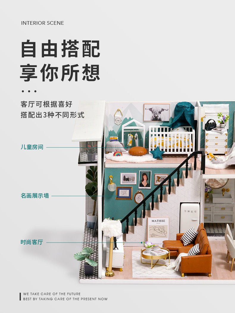 Smart Fun House New DIY Cottage Comfortable Life Wooden Handmade Building Model Villa Birthday Gift Female