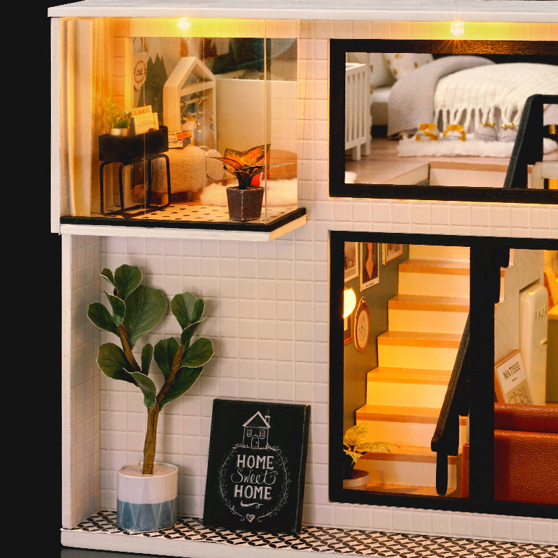 Smart Fun House New DIY Cottage Comfortable Life Wooden Handmade Building Model Villa Birthday Gift Female