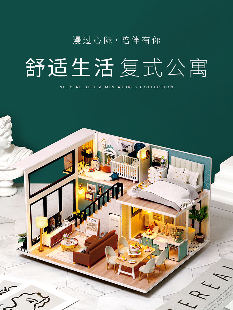 Smart Fun House New DIY Cottage Comfortable Life Wooden Handmade Building Model Villa Birthday Gift Female