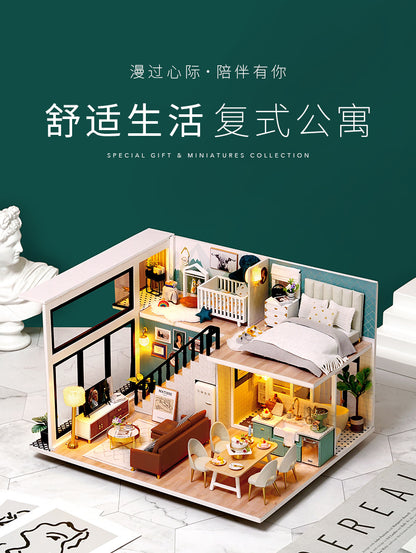 Smart Fun House New DIY Cottage Comfortable Life Wooden Handmade Building Model Villa Birthday Gift Female