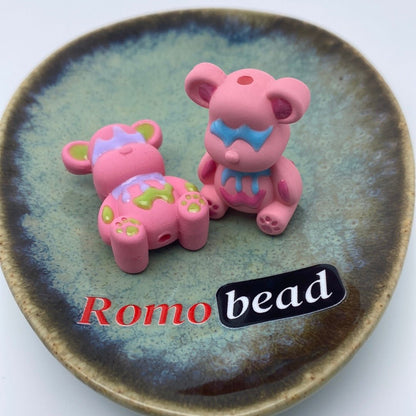 31. Hand made print bear beads - Romo bead