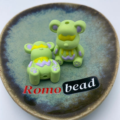 31. Hand made print bear beads - Romo bead