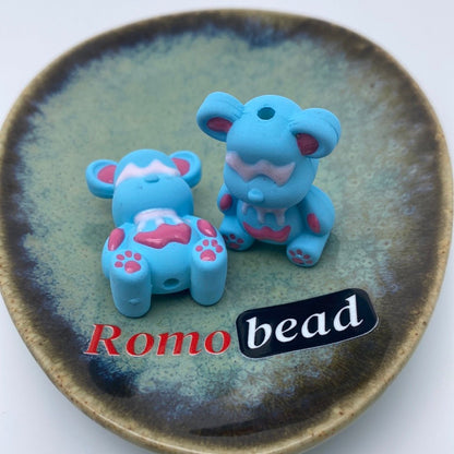 31. Hand made print bear beads - Romo bead