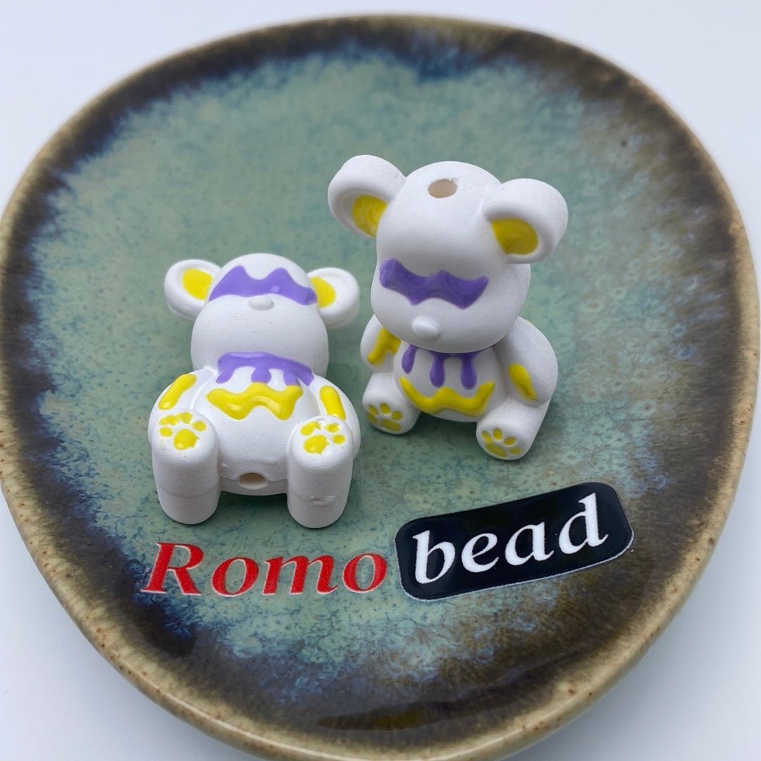 31. Hand made print bear beads - Romo bead