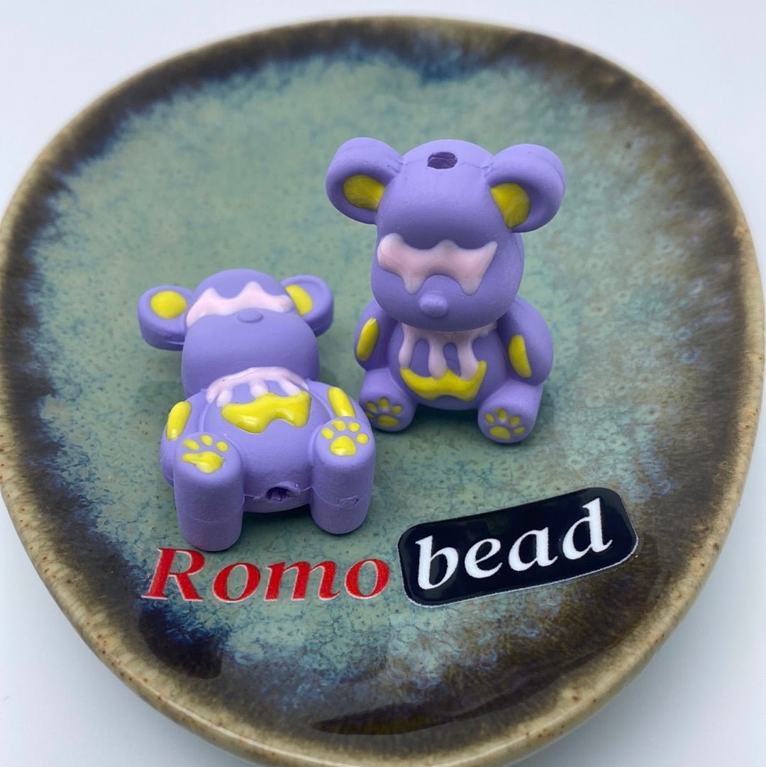 31. Hand made print bear beads - Romo bead