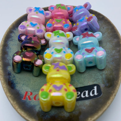 32. Shiny hand made UV print bear beads - Romo bead