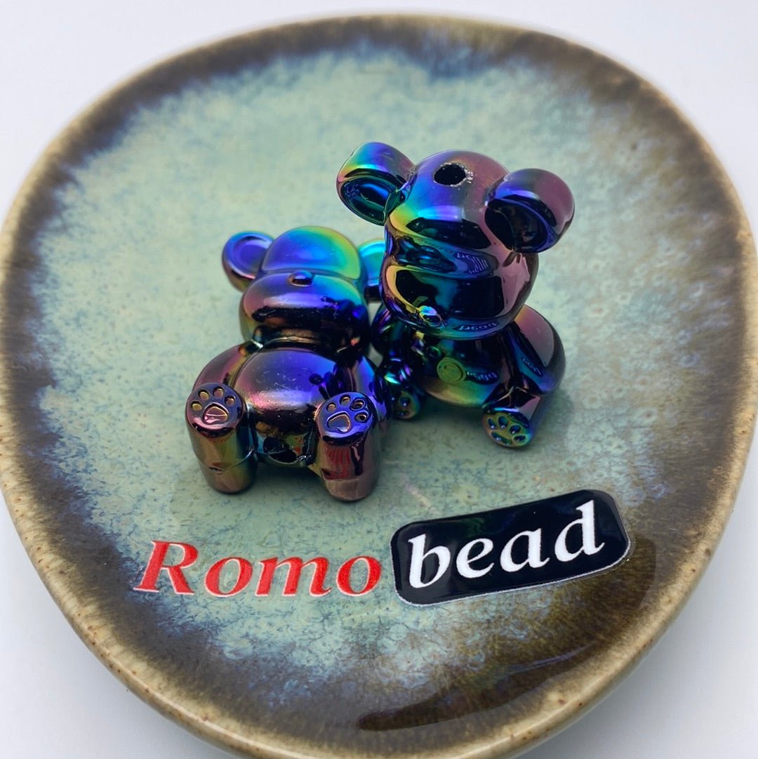 34. Shiny,silver, gold bear beads - Romo bead