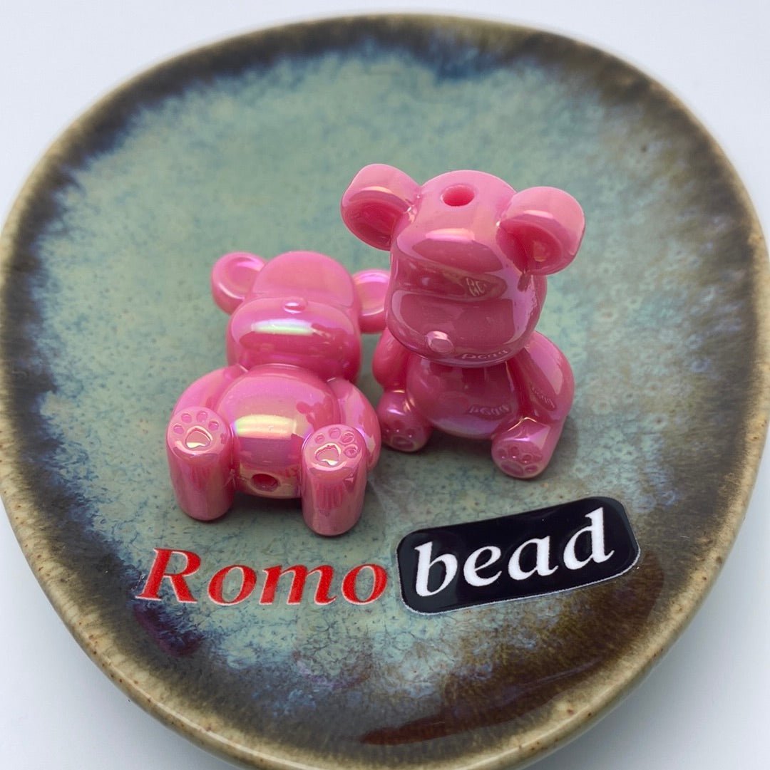 34. Shiny,silver, gold bear beads - Romo bead