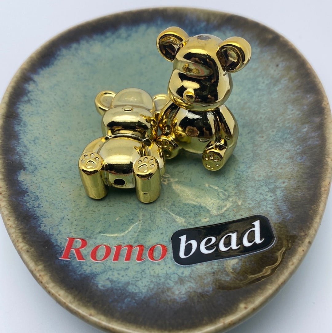 34. Shiny,silver, gold bear beads - Romo bead