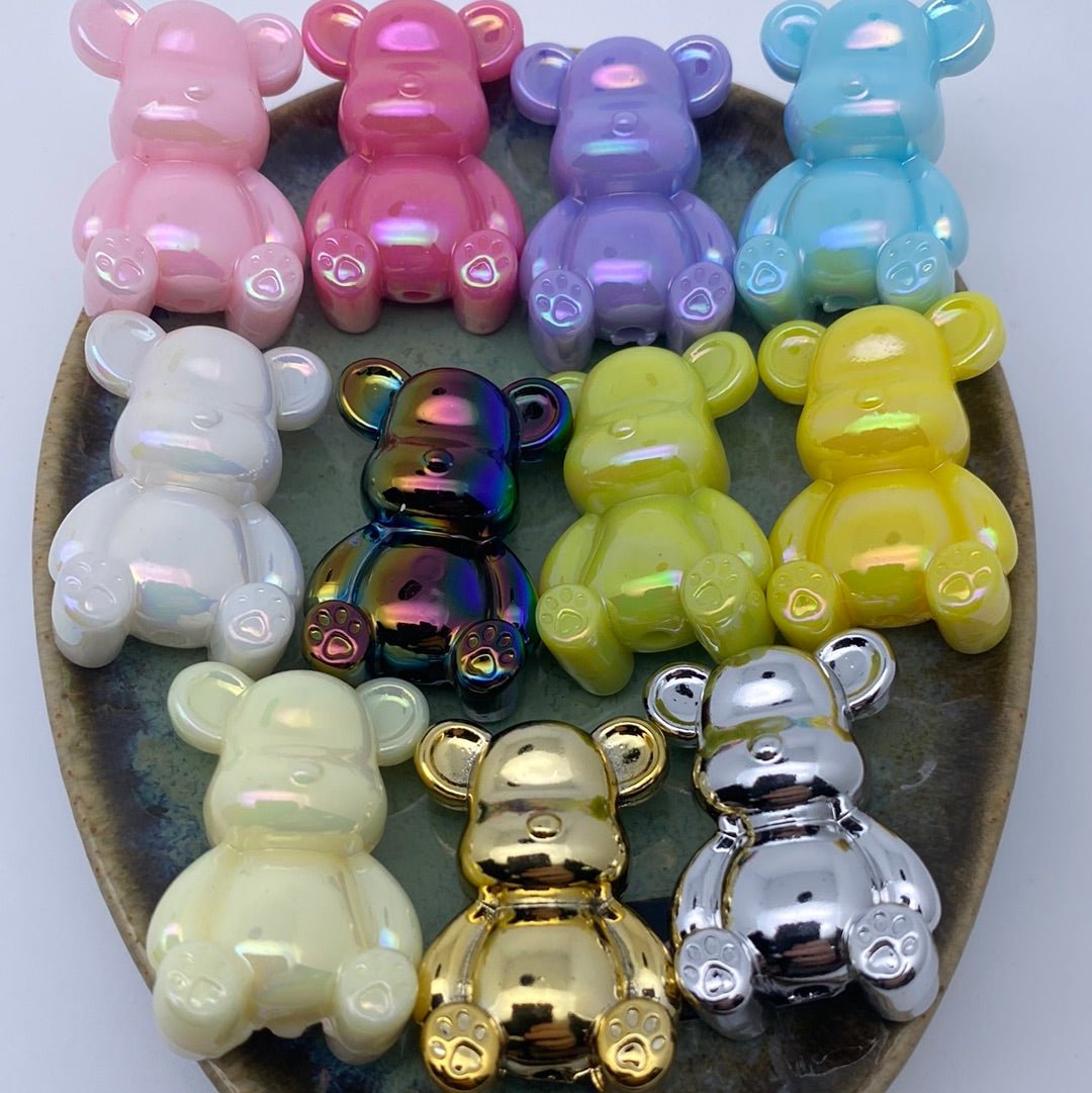 34. Shiny,silver, gold bear beads - Romo bead