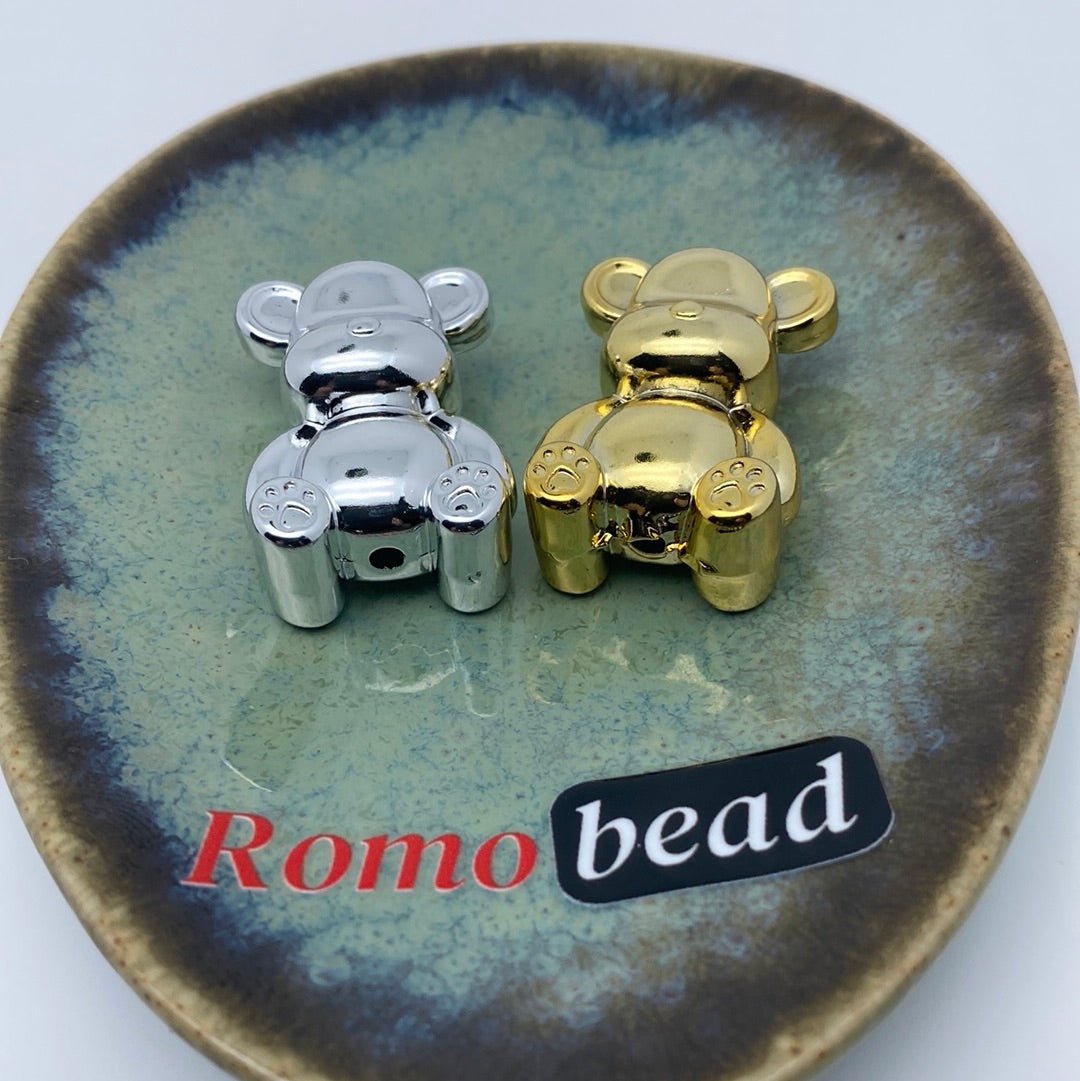 34. Shiny,silver, gold bear beads - Romo bead