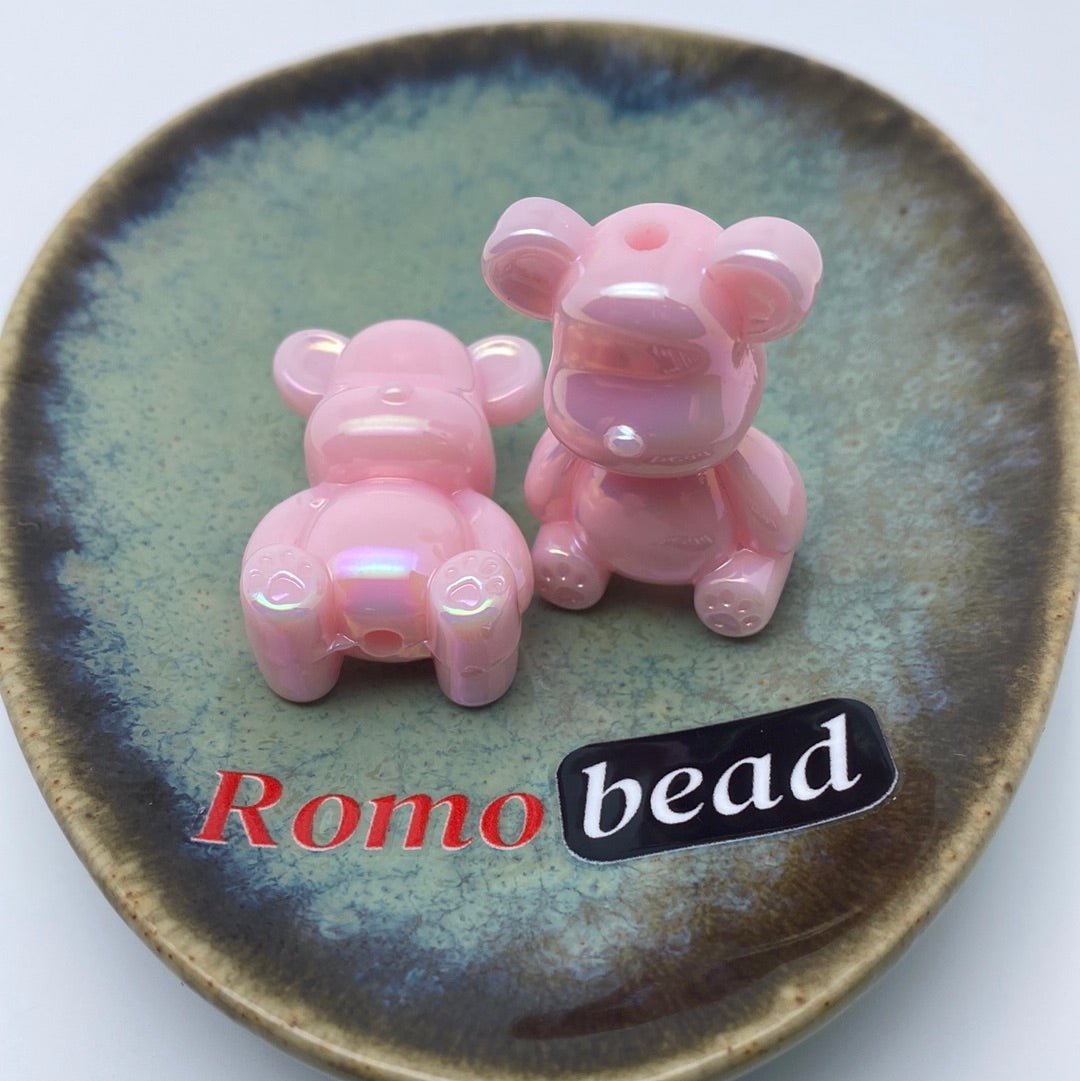 34. Shiny,silver, gold bear beads - Romo bead