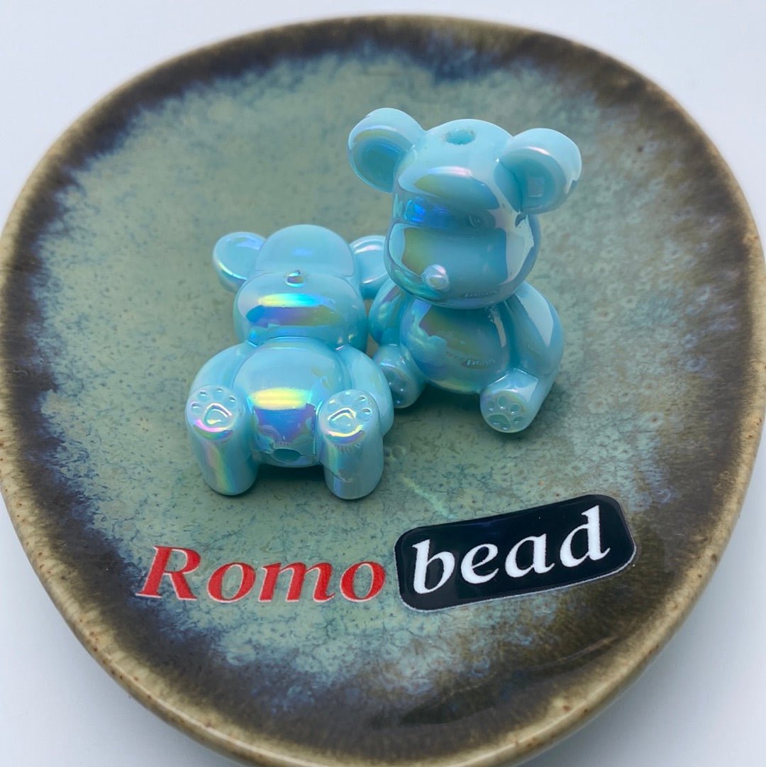 34. Shiny,silver, gold bear beads - Romo bead