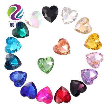 Internet celebrity explosive pointed bottom peach heart diamond crystal glass diamond mobile phone sticker diamond clothing headband accessories jewelry diamond love diamond