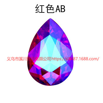 Crystal drop diamond colorful AB glass diamond special-shaped pointed bottom diamond DIY sticker diamond hair accessories materials
