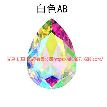 Crystal drop diamond colorful AB glass diamond special-shaped pointed bottom diamond DIY sticker diamond hair accessories materials
