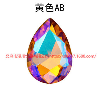 Crystal drop diamond colorful AB glass diamond special-shaped pointed bottom diamond DIY sticker diamond hair accessories materials