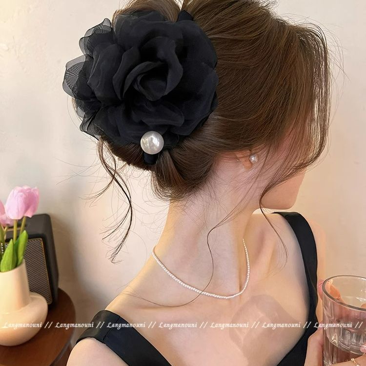 Rose Camellia~ Sweet Flower Grab Clip Girl 2025 New Large Ambient Shark Clip Hairpin Premium Headgear