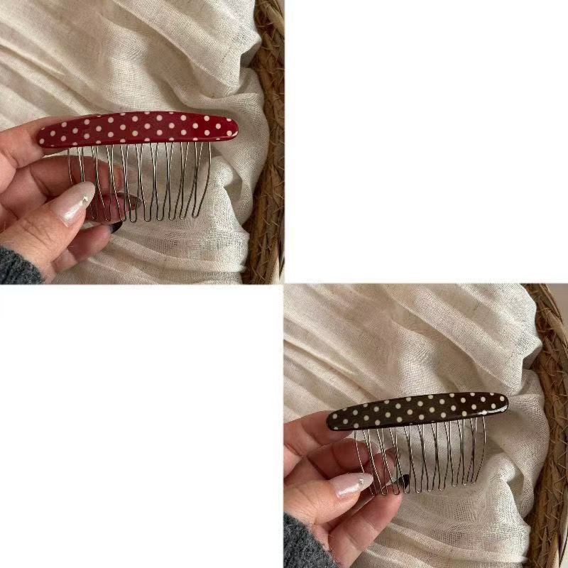 Korean polka dot oval bangs inserted comb broken hair finishing artifact hair inserted into the back of the woman's head upside down comb hairpin