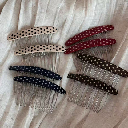 Korean polka dot oval bangs inserted comb broken hair finishing artifact hair inserted into the back of the woman's head upside down comb hairpin
