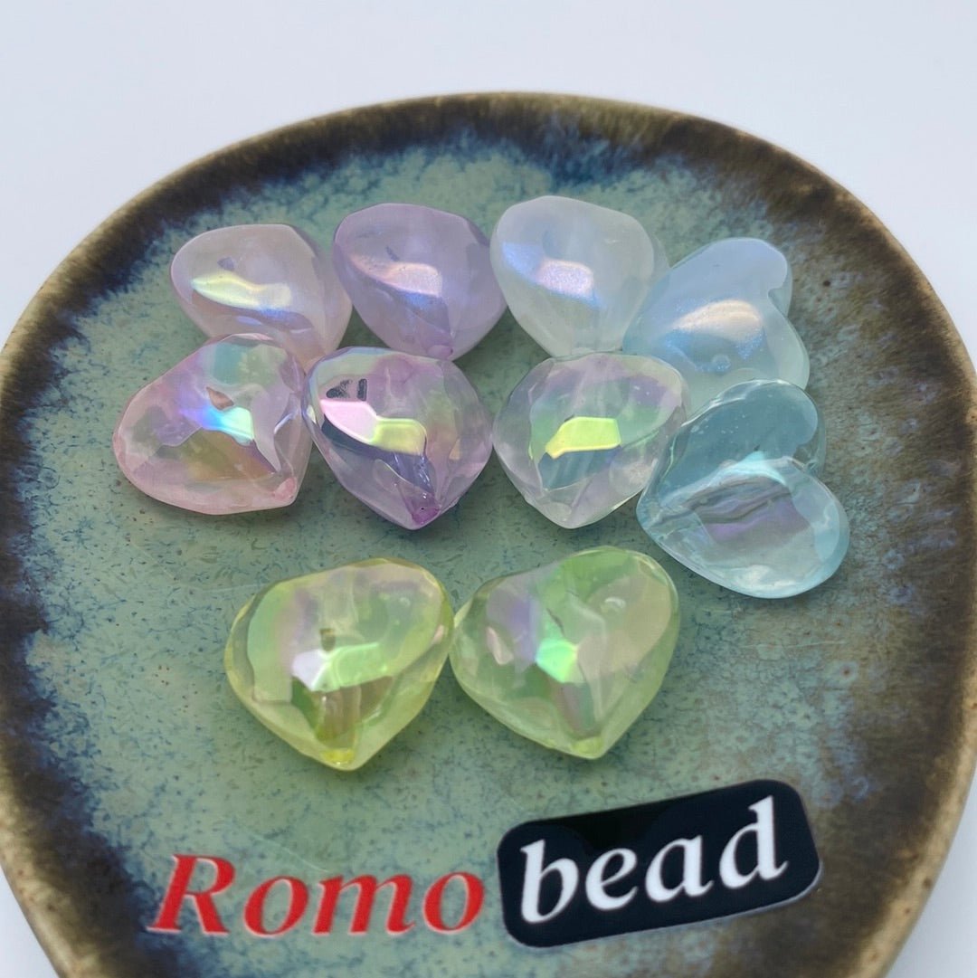 59. clear heart beads - Romo bead