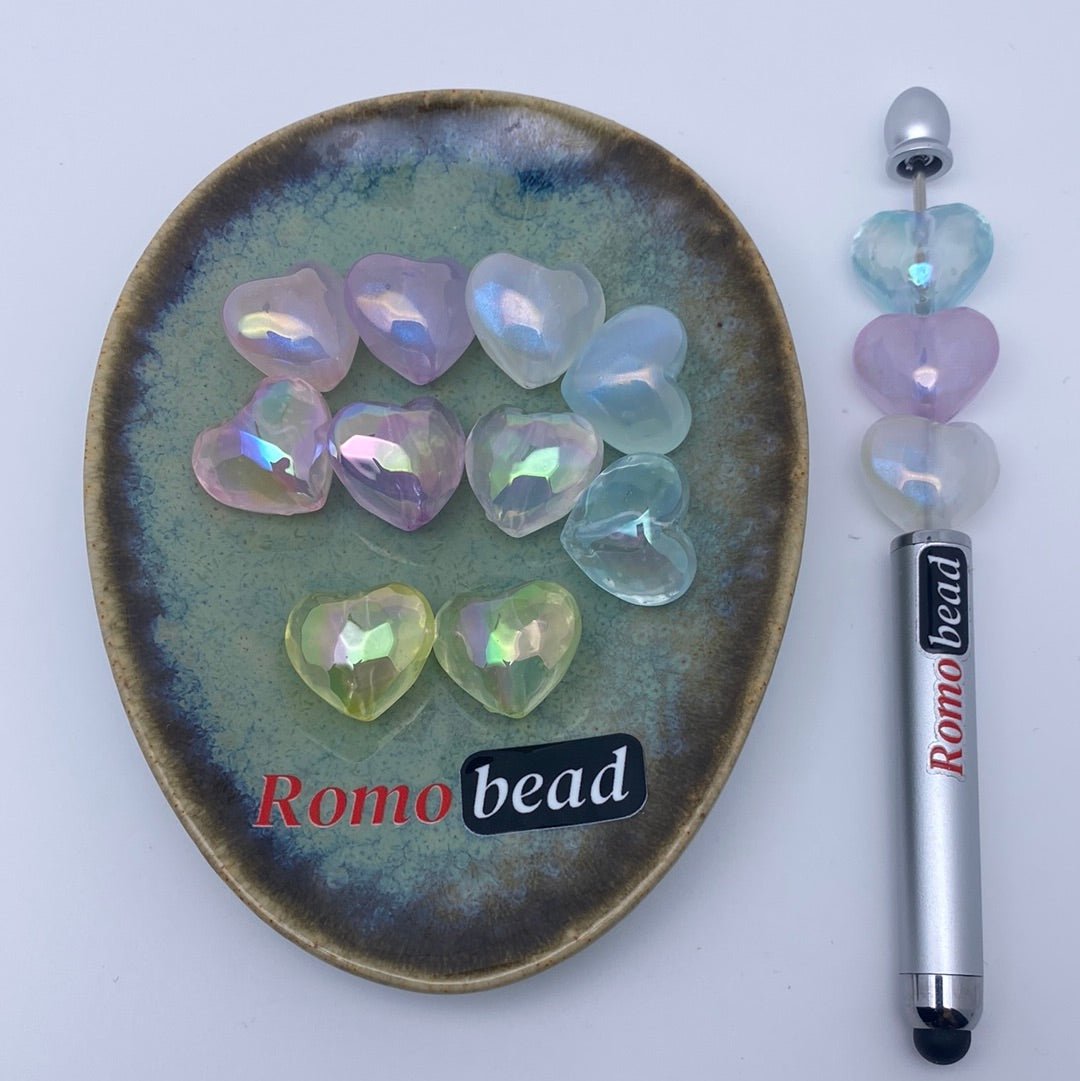 59. clear heart beads - Romo bead