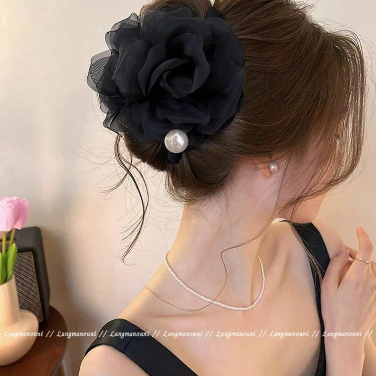 Rose Camellia~ Sweet Flower Grab Clip Girl 2025 New Large Ambient Shark Clip Hairpin Premium Headgear