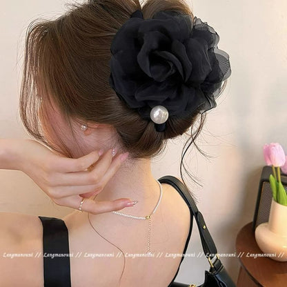 Rose Camellia~ Sweet Flower Grab Clip Girl 2025 New Large Ambient Shark Clip Hairpin Premium Headgear