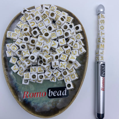 86. cube letter beads - Romo bead