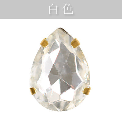 Direct supply of gold-backed waterdrop glass claw rhinestones, bridal dresses, apparel, crystal jewelry, accessories, and multi-color waterdrop claw rhinestones