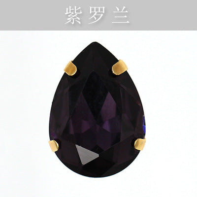 Direct supply of gold-backed waterdrop glass claw rhinestones, bridal dresses, apparel, crystal jewelry, accessories, and multi-color waterdrop claw rhinestones