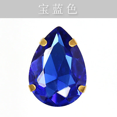 Direct supply of gold-backed waterdrop glass claw rhinestones, bridal dresses, apparel, crystal jewelry, accessories, and multi-color waterdrop claw rhinestones