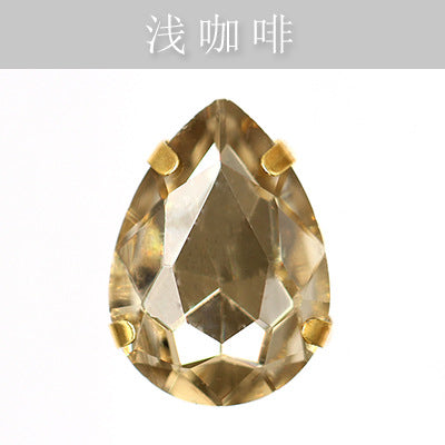 Direct supply of gold-backed waterdrop glass claw rhinestones, bridal dresses, apparel, crystal jewelry, accessories, and multi-color waterdrop claw rhinestones