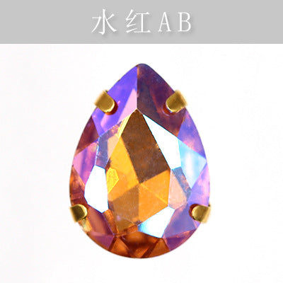 Direct supply of gold-backed waterdrop glass claw rhinestones, bridal dresses, apparel, crystal jewelry, accessories, and multi-color waterdrop claw rhinestones