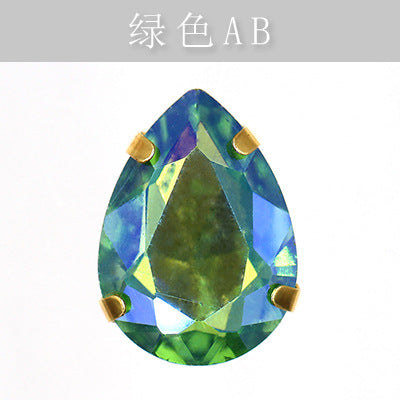 Direct supply of gold-backed waterdrop glass claw rhinestones, bridal dresses, apparel, crystal jewelry, accessories, and multi-color waterdrop claw rhinestones