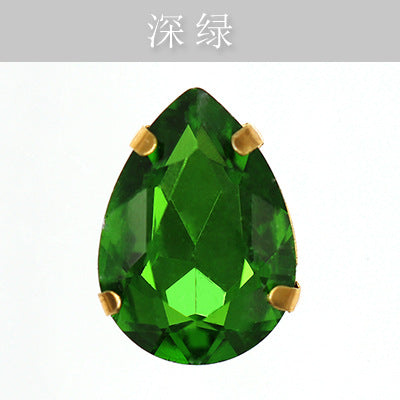 Direct supply of gold-backed waterdrop glass claw rhinestones, bridal dresses, apparel, crystal jewelry, accessories, and multi-color waterdrop claw rhinestones
