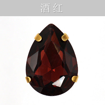 Direct supply of gold-backed waterdrop glass claw rhinestones, bridal dresses, apparel, crystal jewelry, accessories, and multi-color waterdrop claw rhinestones