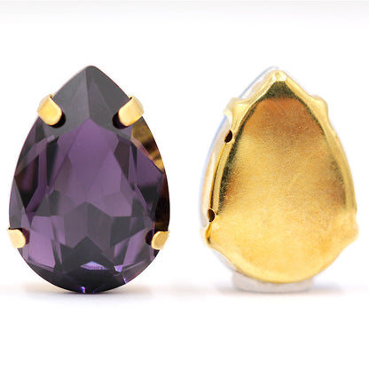 Direct supply of gold-backed waterdrop glass claw rhinestones, bridal dresses, apparel, crystal jewelry, accessories, and multi-color waterdrop claw rhinestones