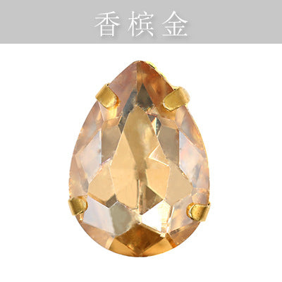 Direct supply of gold-backed waterdrop glass claw rhinestones, bridal dresses, apparel, crystal jewelry, accessories, and multi-color waterdrop claw rhinestones