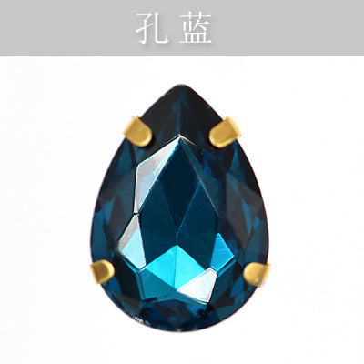 Direct supply of gold-backed waterdrop glass claw rhinestones, bridal dresses, apparel, crystal jewelry, accessories, and multi-color waterdrop claw rhinestones