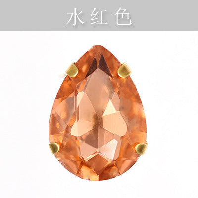 Direct supply of gold-backed waterdrop glass claw rhinestones, bridal dresses, apparel, crystal jewelry, accessories, and multi-color waterdrop claw rhinestones