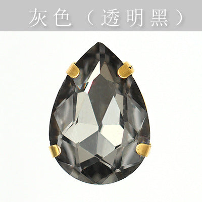 Direct supply of gold-backed waterdrop glass claw rhinestones, bridal dresses, apparel, crystal jewelry, accessories, and multi-color waterdrop claw rhinestones