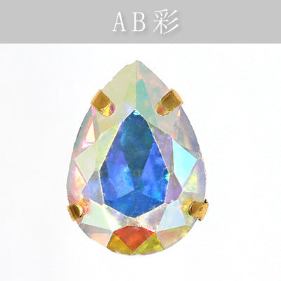 Direct supply of gold-backed waterdrop glass claw rhinestones, bridal dresses, apparel, crystal jewelry, accessories, and multi-color waterdrop claw rhinestones