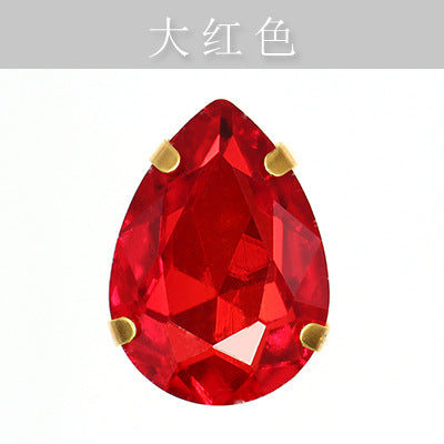 Direct supply of gold-backed waterdrop glass claw rhinestones, bridal dresses, apparel, crystal jewelry, accessories, and multi-color waterdrop claw rhinestones