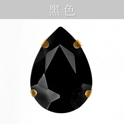 Direct supply of gold-backed waterdrop glass claw rhinestones, bridal dresses, apparel, crystal jewelry, accessories, and multi-color waterdrop claw rhinestones