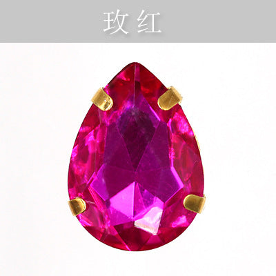 Direct supply of gold-backed waterdrop glass claw rhinestones, bridal dresses, apparel, crystal jewelry, accessories, and multi-color waterdrop claw rhinestones
