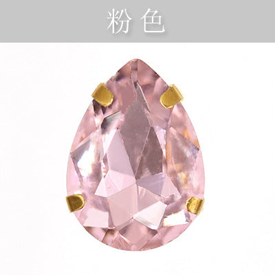 Direct supply of gold-backed waterdrop glass claw rhinestones, bridal dresses, apparel, crystal jewelry, accessories, and multi-color waterdrop claw rhinestones